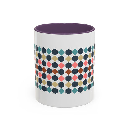 Hex Style Accent 11oz and 15oz Coffee Mug Geometric Pattern Ceramic Cup Gift for Coffee Lovers, Home Decor, Office Mug, Unique Kitchenware