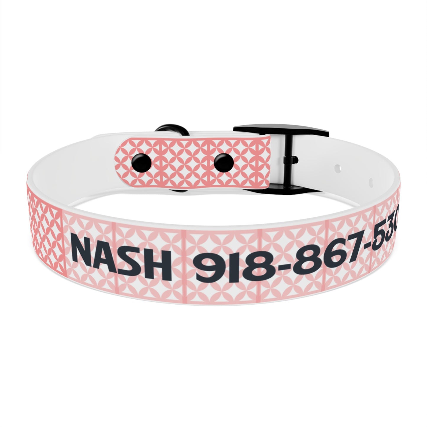 Personalized Pink Geo Dog Collar — Custom Name & Phone Number