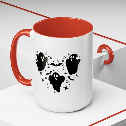 Halloween Ghost Heart Coffee Mug - Spooky Mug for Halloween, Cute Ghost Decor, Trick or Treat Mug, Goth Coffee Cup, Halloween Gift