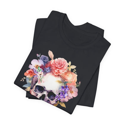 Gothic Purple Floral Skull Tee Vintage Boho T-Shirt